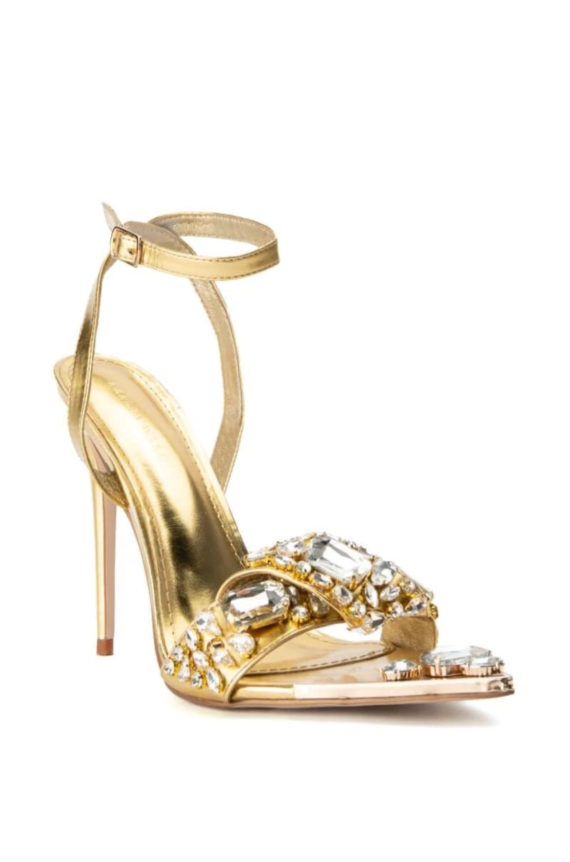 azalea wang keep it sweet stiletto sandal in gold gold 3 3