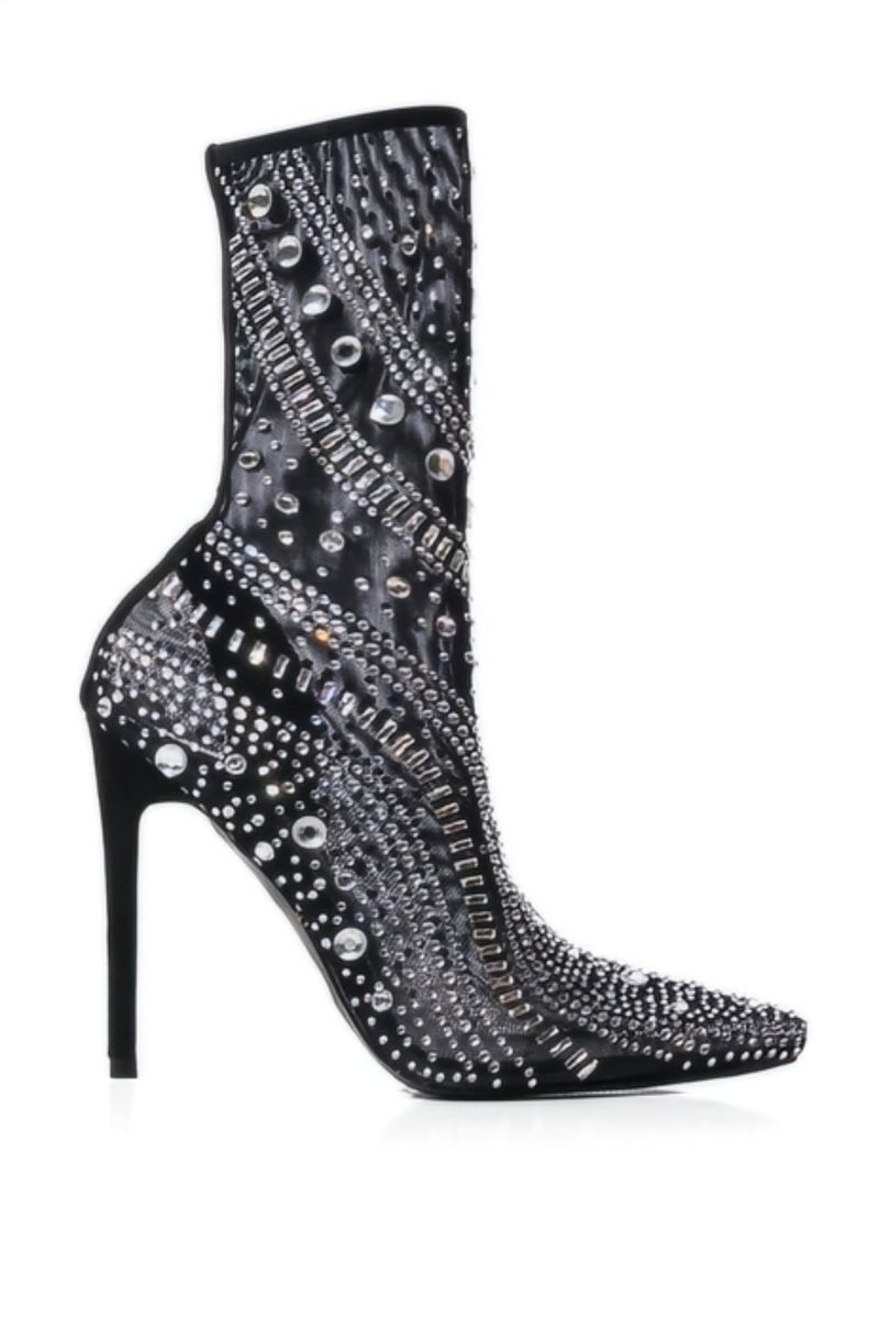 azalea wang opry rhinestone mesh bootie in black black 2 2 c1 1 2