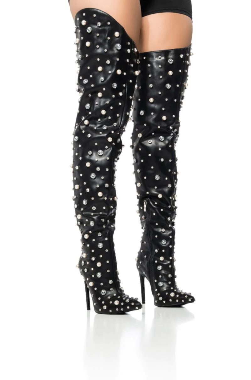 azalea wang starling black embellished boot black 5