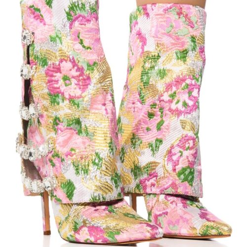 azalea wang tilley multi flower print fold over bootie in multi pink multi 1 1